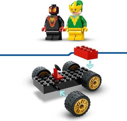 LEGO Marvel Spidey e seus incríveis amigos Drill Spinner Vehicle, brinquedo de carro do Homem-Aranha para crianças, meninos e meninas de mais de 4 anos, com 2 minifiguras, diversão de super-herói do programa de TV Disney +, ideia de presente 10792