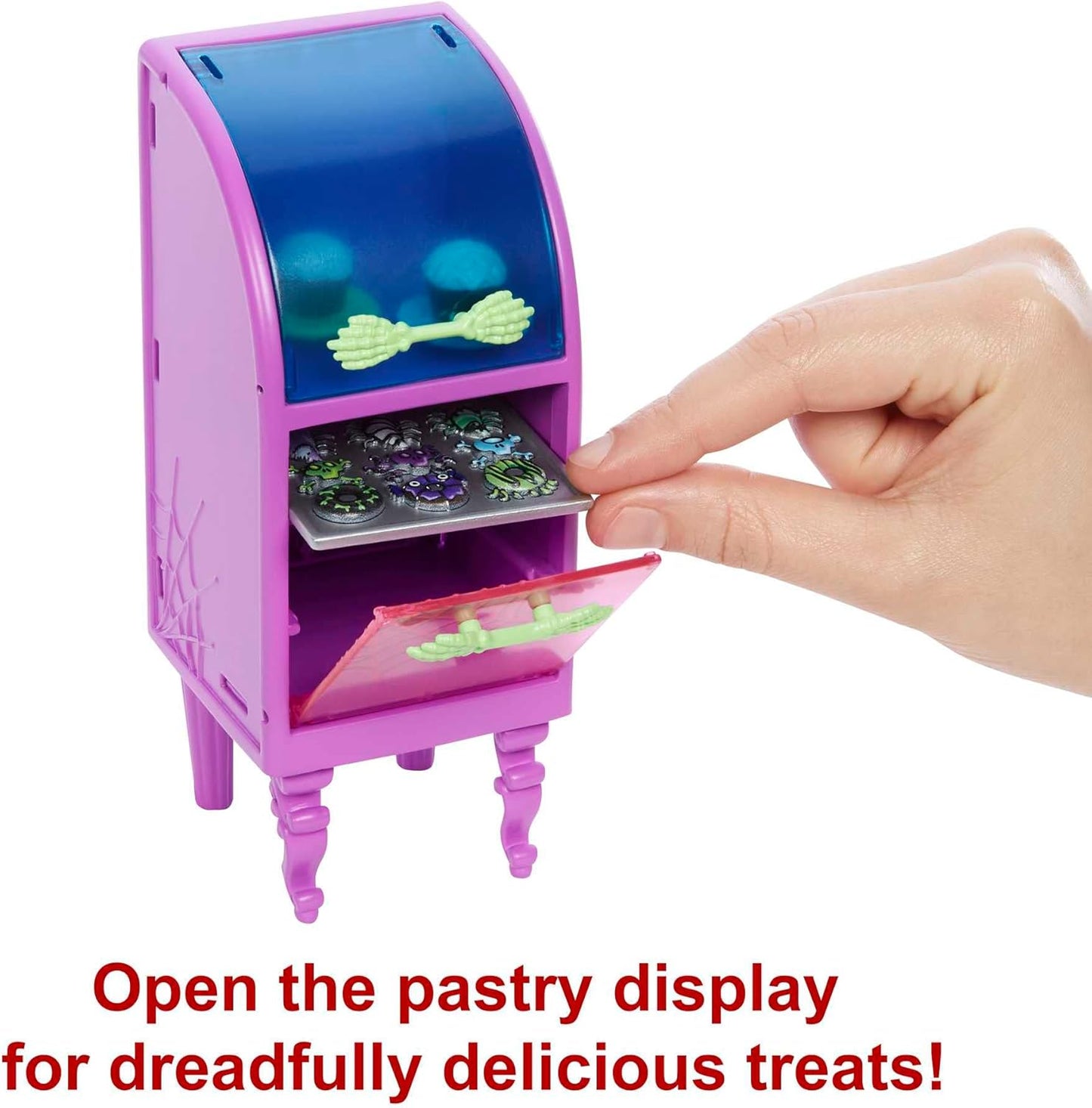 Monster High The Coffin Bean Playset, café com dois animais de estimação, móveis assustadores, doces e bebidas, balcão de barista, brinquedos infantis, conjunto de presentes, HMV78