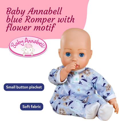 Baby Annabell Macacão azul - Tecido macio com estampa floral - Serve em qualquer boneca Baby Annabell e BABY born de 43 cm - Indicado para crianças a partir de 3 anos