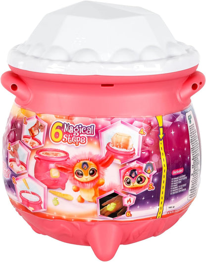 Magic Mixies Caldeirão mágico de fogo surpresa de gema mágica - revele um mixie de pelúcia não eletrônico e um anel mágico com uma revelação pop-up do caldeirão efervescente