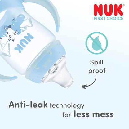 NUK Copo de Treinamento First Choice | 6+ meses | 260 ml | Copo antivazamento para crianças pequenas | Alças antiderrapantes | Vedação azul | 1 unidade