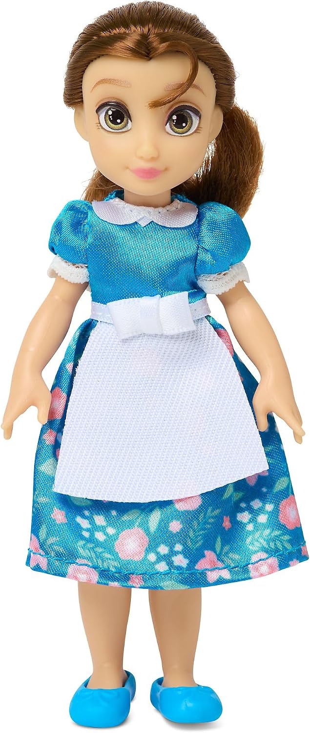 Disney Store Conjunto de Mini Boneca Bela –  Oficial, A Bela e a Fera, 9 peças, kit de figuras com acessórios, incluindo carrinho de comida, Zip e ovelha – Indicado para maiores de 3 anos