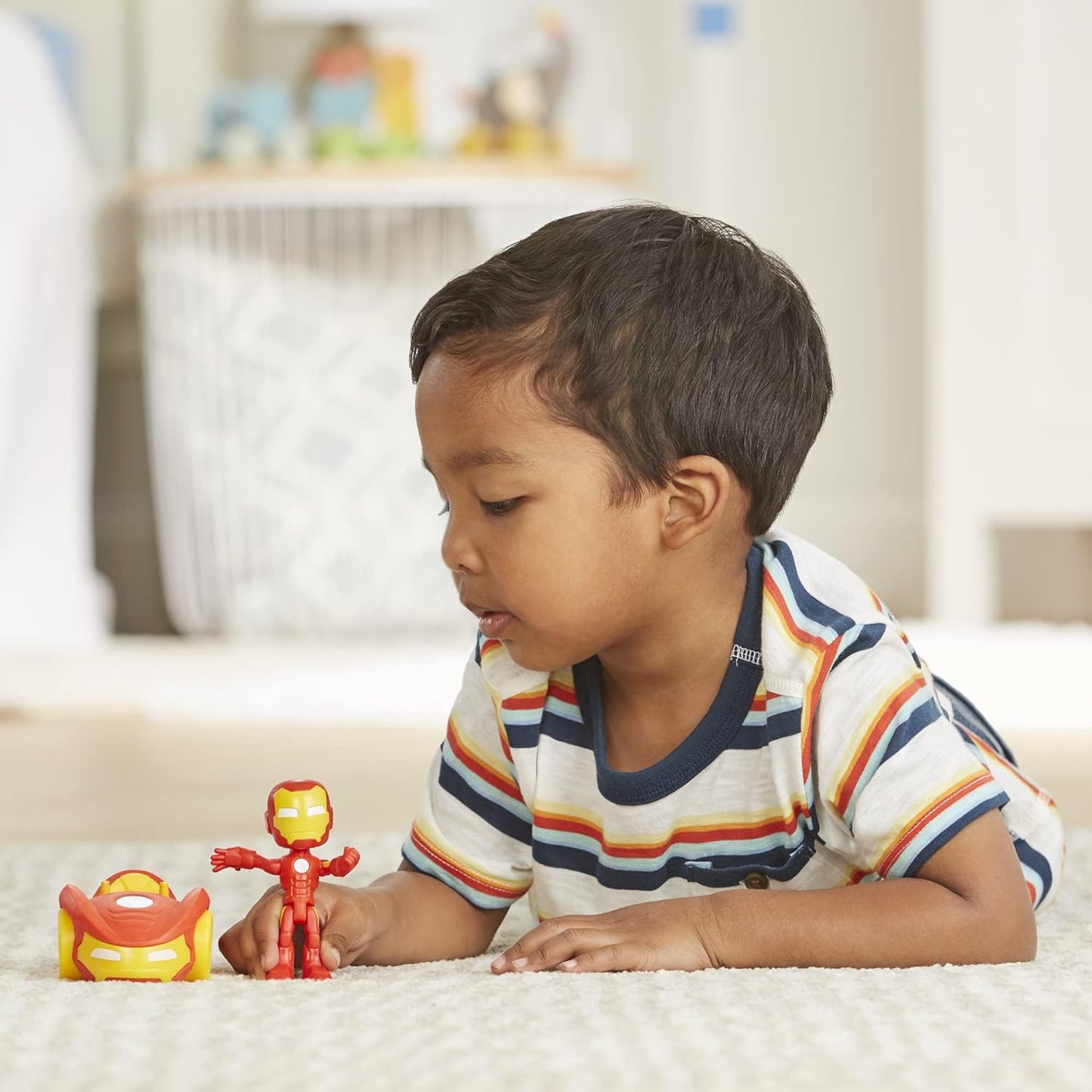 SPIDEY AND HIS AMAZING FRIENDS Hasbro Marvel Iron Man Action Figure e Iron Racer Vehicle, Iron Man Toy para crianças de 3 anos ou mais, multicolorido