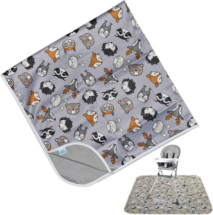 Born Cheeky Tapete Woodland Splash para cadeira alta grande 51 "antiderrapante à prova d'água lavável Splat Mat para bebê criança desmame de cadeira alta, artesanato bagunçado e sessões de brincadeira fácil de limpar