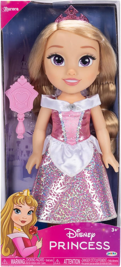 Disney Boneca Princess My Friend Aurora 35 cm Olhos Com Brilho Cintilante, Vestido De Princesa Removível, Tiara, Sapatos Fáceis De Calçar E Tirar