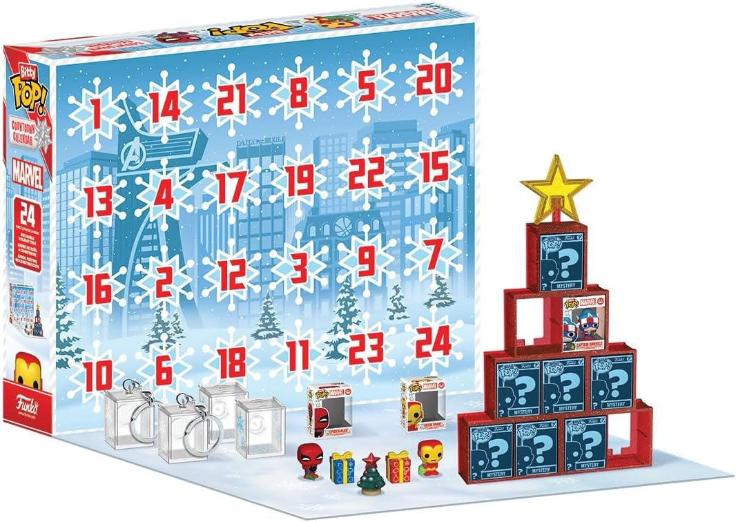 Funko Bitty Pop! Calendário de Contagem Regressiva : Marvel Comics - Calendário do Advento - 24 Dias de Surpresa - Mini Figuras de Vinil Colecionáveis - Caixa Misteriosa - Ideia de Presente - Natal para Meninas, Meninos e Crianças