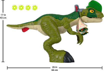Brinquedo de dinossauro Fisher-Price Imaginext Jurassic World Thrash Attack Dilophosaurus, figura de 40 cm com luzes e sons, para crianças a partir de 3 anos, HVY16