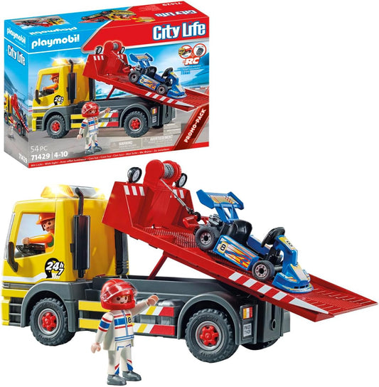 Playmobil 71429 Veículos RC City Life - Serviço de reboque, brinquedo para caminhão e carro de corrida e dramatização imaginativa, conjuntos de jogos adequados para crianças de 4 anos ou mais