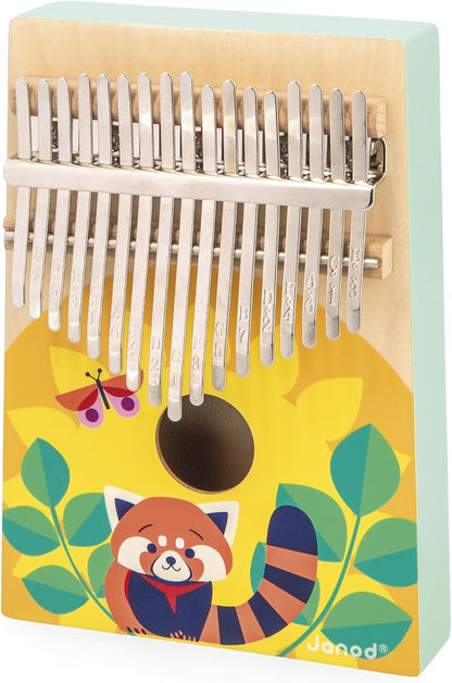 Janod - Kalimba de Madeira - Brinquedo de Imitação Musical - 17 Teclas de Metal - Kalimba Infantil com Sons Suaves - A partir de 3 Anos, J07659
