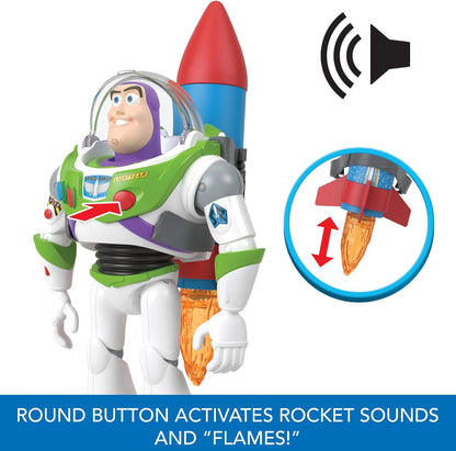 Mattel Disney e Pixar Toy Story Buzz Lightyear Resgate do Foguete | Boneco de Ação Falante com mais de 20 Sons e Frases, Viseira do Capacete Móvel, Escala de 12 Polegadas (aprox. 30 cm), HTR73