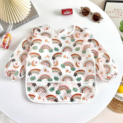 PandaEar Conjunto de 5 Babadores de Manga Comprida para Bebês | Babador Impermeável de Manga Longa para Bebês e Crianças de 6 a 36 Meses