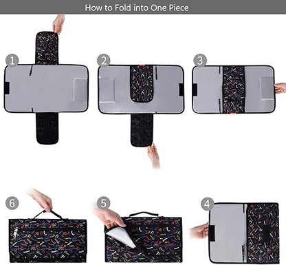 Bebamour Cambiadores de pañales portátiles con toallitas húmedas para viajes Cambiadores de bebé con almohadilla para la cabeza del bebé Cambiadores de pañales impermeables Esenciales para recién nacidos, flor