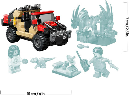 LEGO Jurassic World Raptor Off-Road Escape Dinossauro Brinquedo - inclui 2 figuras de dinossauro, carro off-road e 2 minifiguras - Presente para meninos e meninas a partir de 6 anos e fãs do filme Rebirth - 76972