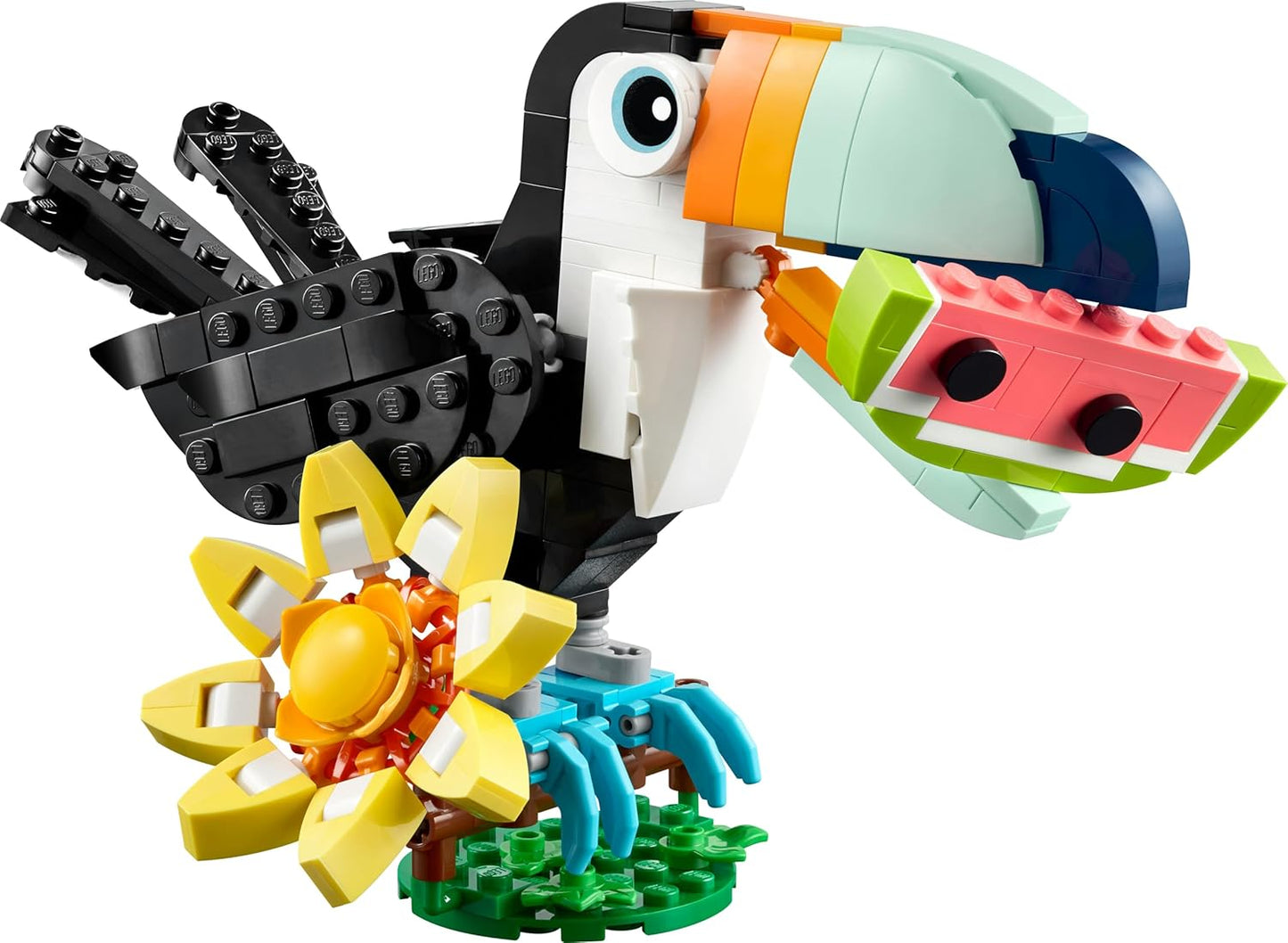 LEGO Creator 3 em 1 Animais Selvagens: Tucano Tropical com Flor - Animal de Brinquedo que se Transforma em uma Borboleta ou um Peixe Tropical - Presente Criativo para Meninas e Meninos a partir de 7 Anos - 31173