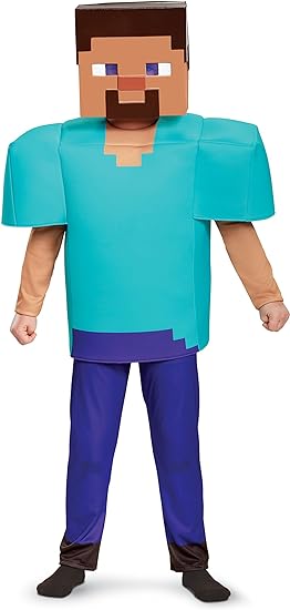 Disguise  Fantasia oficial de luxo de Steve Minecraft para crianças, fantasias de Halloween para crianças, roupa extravagante disponível nos tamanhos S, M e L