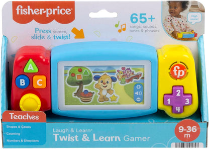 Fisher-Price Laugh & Learn - Jogo de Videogame de Faz de Conta para Crianças com Luzes, Sons e Músicas Educativas, Versão em Inglês do Reino Unido, Twist & Learn Gamer, HNM83