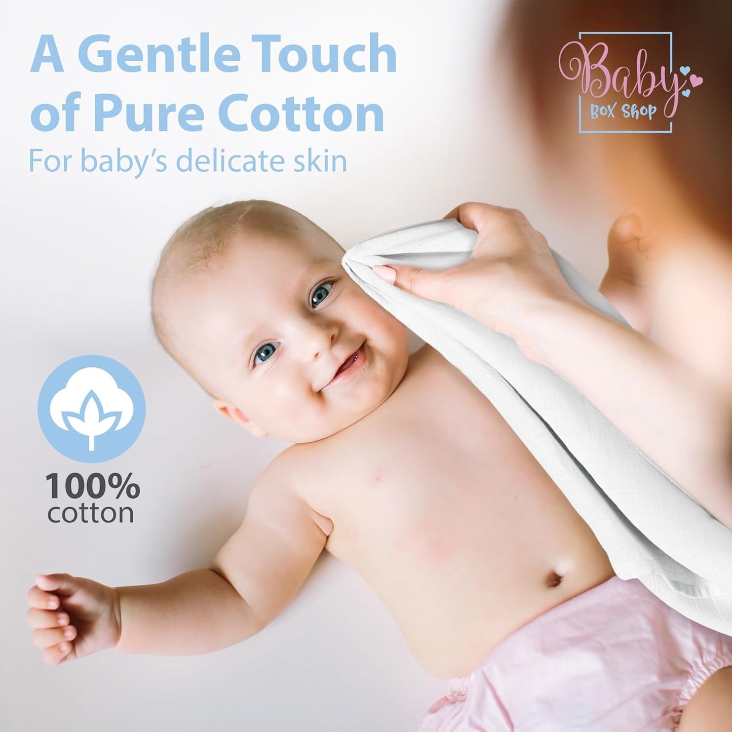 Baby Box Shop - Paninhos de musselina para bebês meninos, 100% algodão macio, para usar como capa de amamentação, paninhos de mão e paninhos de arroto, itens essenciais para bebês recém-nascidos