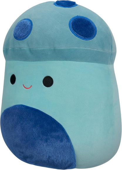 Squishmallows Original 16 polegadas-Ankur The Teal Mushroom com manchas azuis difusas e barriga