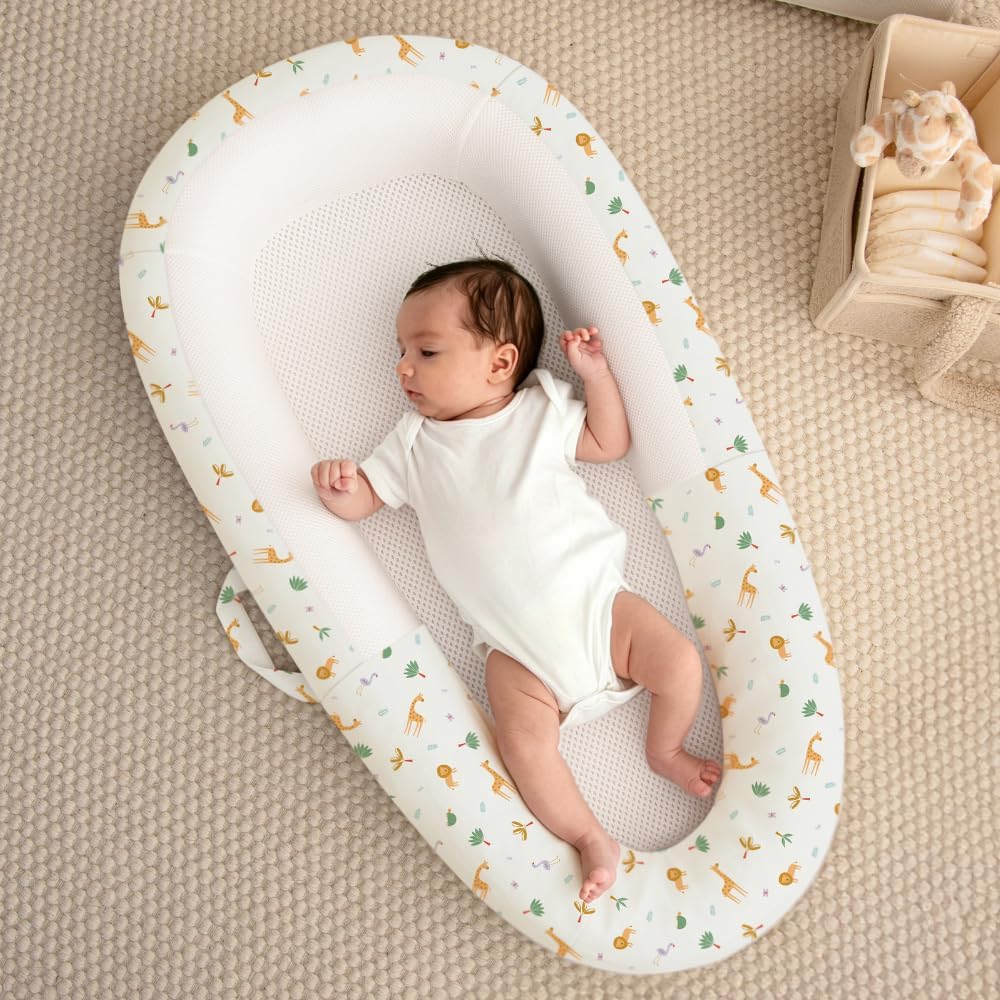 PurFlo Cama de bebê Sleep Tight | Seguro para dormir durante a noite | Alternativa de ninho de bebê totalmente respirável | Itens essenciais para recém-nascidos | Botanical de 0 a 8 m