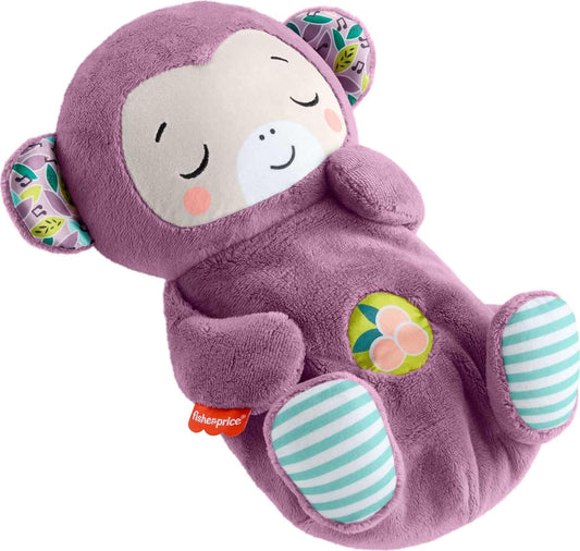 Fisher-Price Brinquedo para Bebê Soothe ‘n Snuggle Macaco de Pelúcia Roxo com Sons Sonoros, Movimentos de Respiração e Luzes para Recém-Nascidos a partir de 0 Meses, JLH41