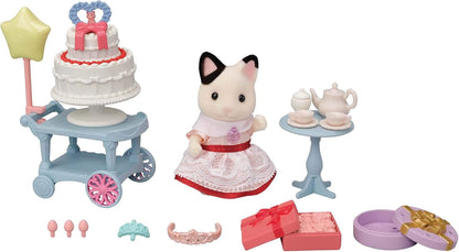 Sylvanian Families Conjunto de brincadeiras Party Time - Tuxedo Cat Girl - conjunto de brincadeiras para casa de bonecas 5646