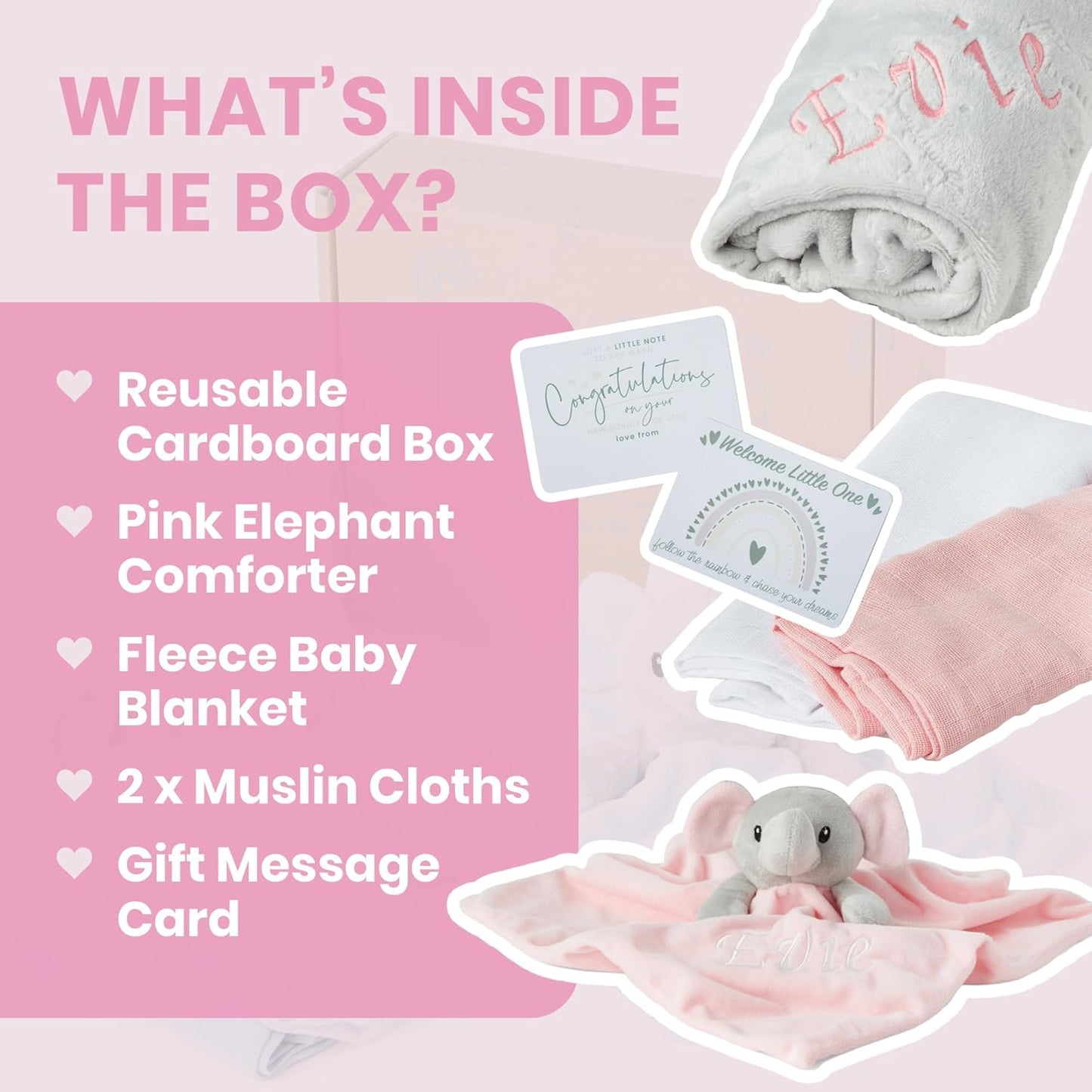 Baby Box Shop - Presentes personalizados para meninos, presente ideal para batizado: cobertor de lã, Baby Box Shop - 5 itens essenciais para recém-nascidos, ideais como presentes para chá de bebê e batizado, panos de musselina e presentes