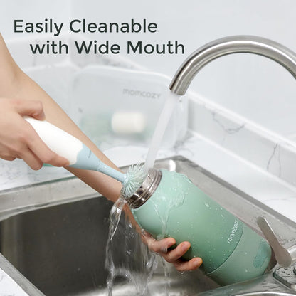 Momcozy Aquecedor de Leite Portátil  para Viagem – Modos Duplos de Aquecimento para Leite Materno e Água, Aquecedor de Mamadeira Portátil com Aquecimento Rápido, Bateria de Longa Duração, Capacidade de 500 ml e Recarga USB-C para Casa, Carro e Passeios