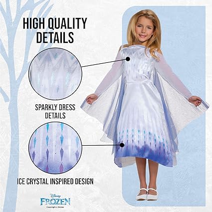 DISGUISE  Fantasia clássica oficial da Disney Elsa Snow Queen, Frozen 2 Costume Kids