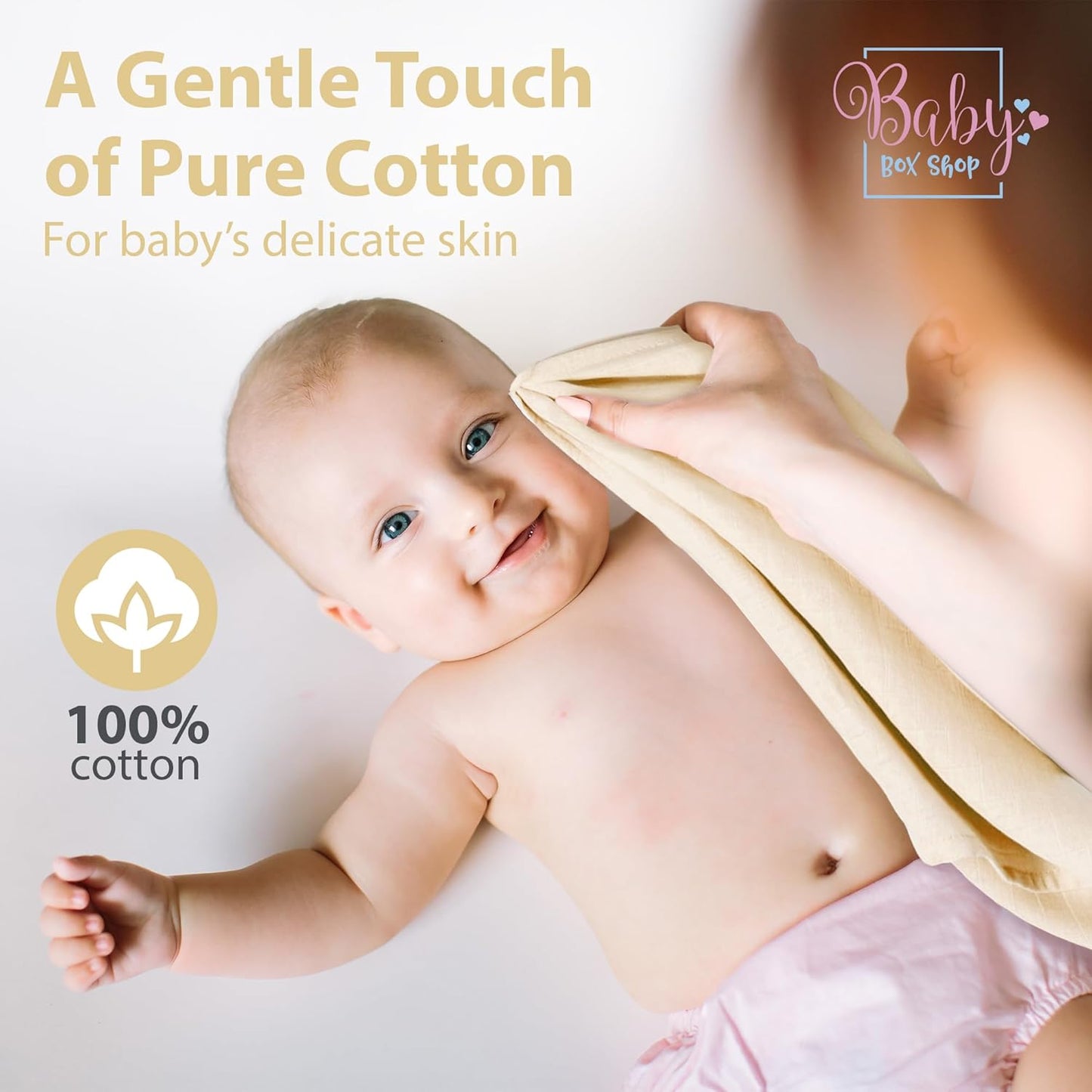 Baby Box Shop - Paninhos de musselina para bebês meninos, 100% algodão macio, para usar como capa de amamentação, paninhos de mão e paninhos de arroto, itens essenciais para bebês recém-nascidos