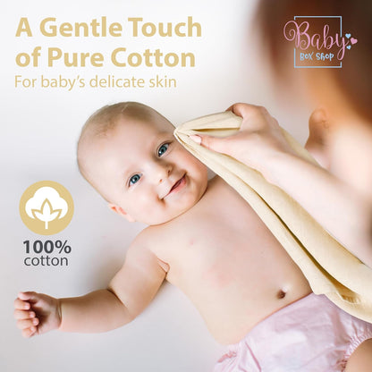 Baby Box Shop - Paninhos de musselina para bebês meninos, 100% algodão macio, para usar como capa de amamentação, paninhos de mão e paninhos de arroto, itens essenciais para bebês recém-nascidos