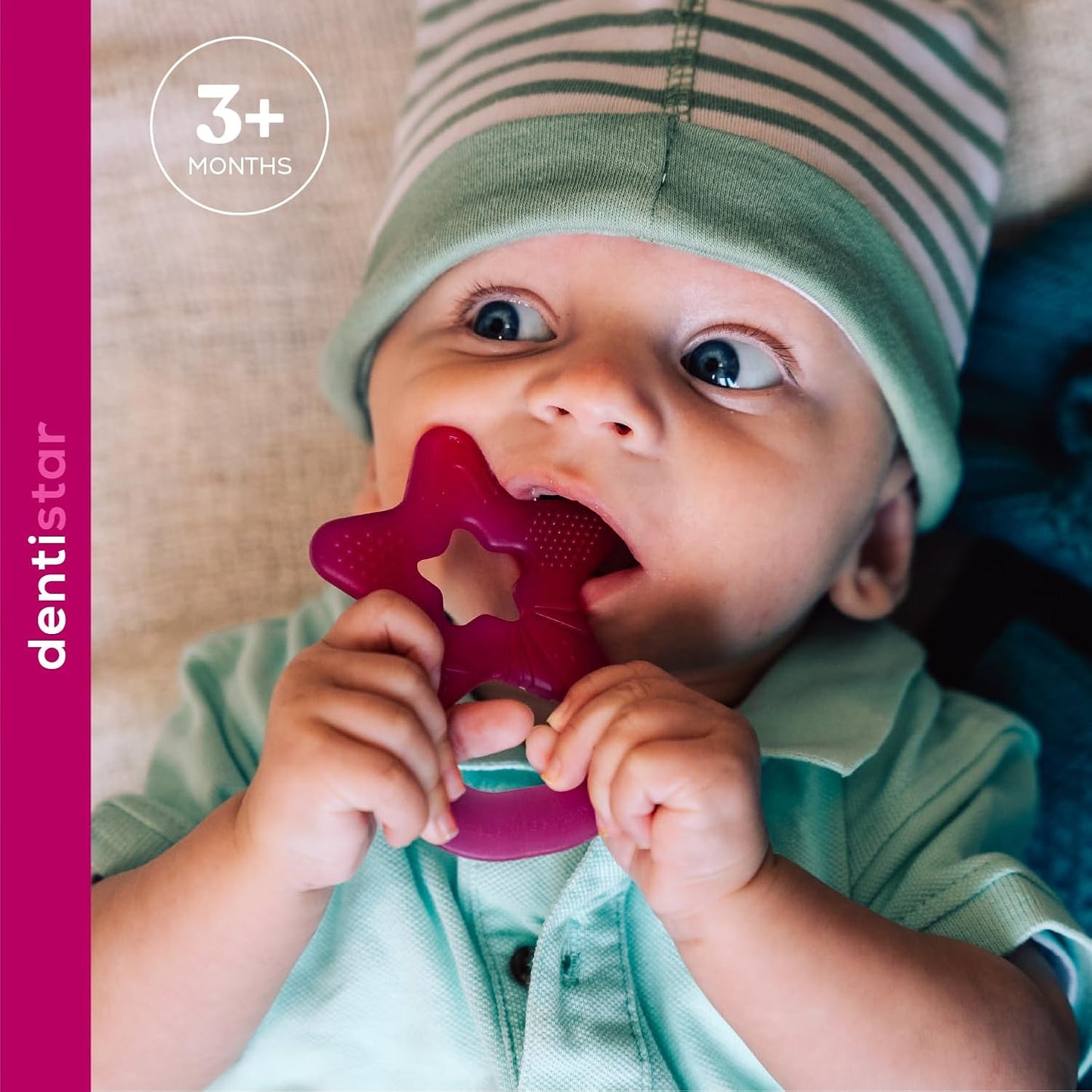 Dentistar Star Teether Pacote de 2, brinquedo de dentição para bebês com mais de 3 meses, anel de dentição de bebê de silicone macio para alívio da dor nos dentes e gengivas