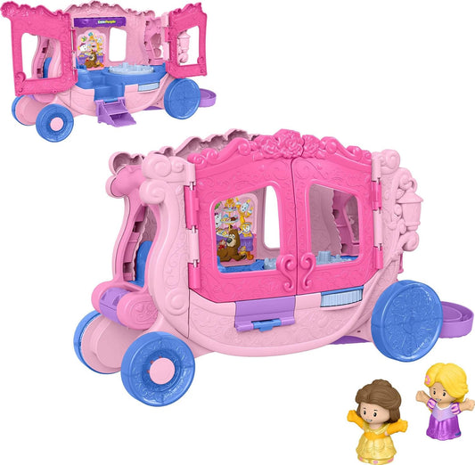 Brinquedo Fisher-Price Little People Disney Princess Carruagem Musical com Figuras para Brincar de Faz de Conta - Crianças a partir de 18 Meses, JCW72