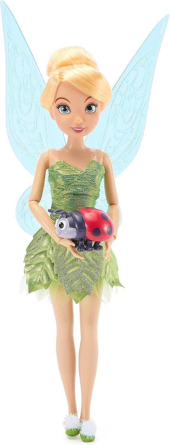 Disney Boneca Clássica Oficial da Sininho (Tinker Bell) da Store, 28 cm – Boneca Fada de Peter Pan com o Icônico Vestido Verde