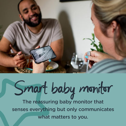Tommee Tippee Monitor de bebê inteligente habilitado para aplicativo Dreamsense, câmera remota HD de visão noturna com inclinação e panorâmica, áudio bidirecional, pod inteligente para pais para alertas personalizáveis e rastreamento de sono