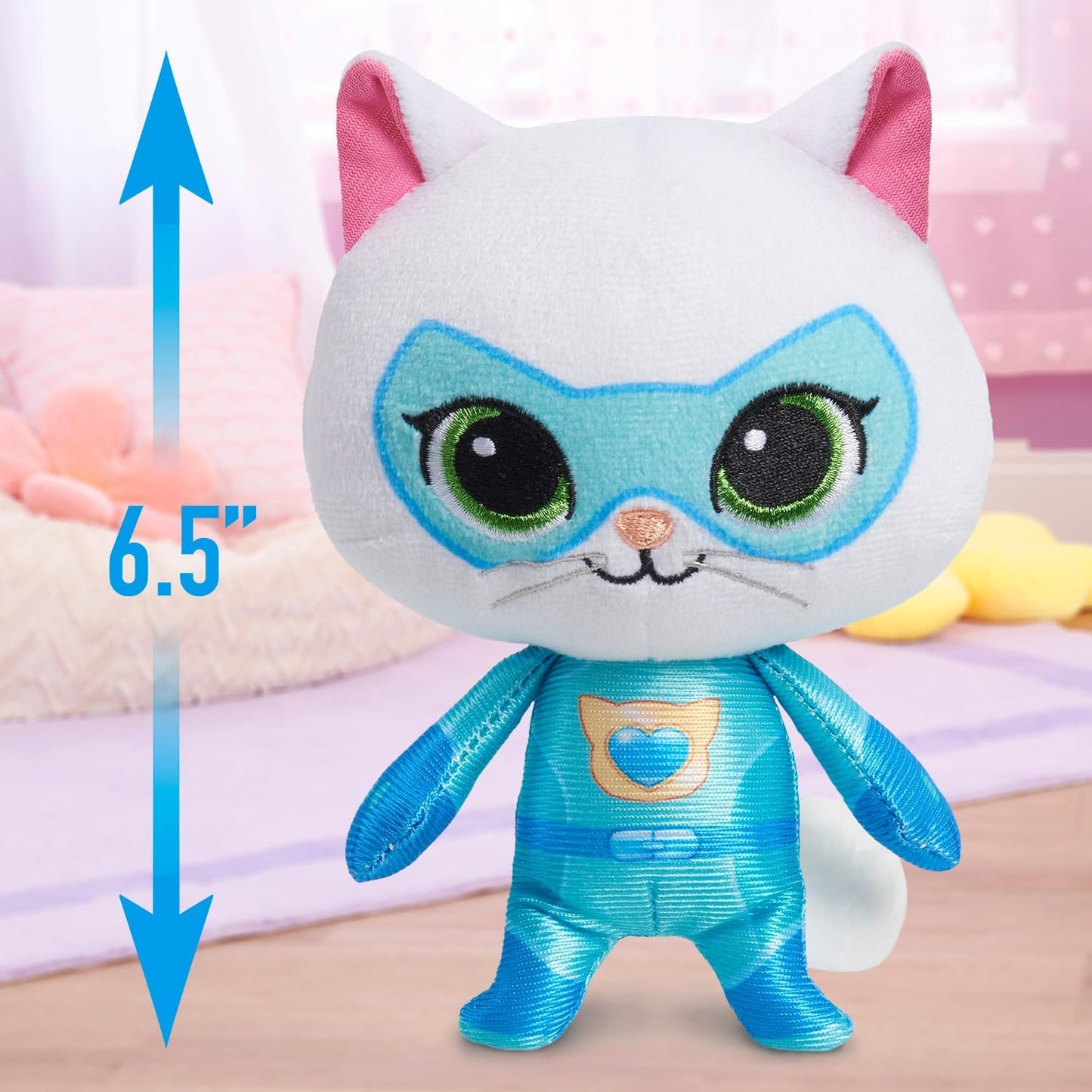 Just Play Disney Junior SuperKitties Pelúcia Pequena de 16,5 cm, Bitsy, Gatinha, Brinquedo Infantil para Crianças a partir de 2 Anos