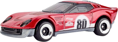 Hot Wheels Carrinhos, Pacote com 5 Carrinhos em Escala 1:64 com Decoração e Embalagem Colecionáveis, Conjunto Comemorativo do 80º Aniversário da Mattel com 5 Veículos, JGK08