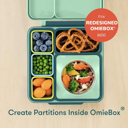 Omie Box (paquete de 2) recipientes de viaje a prueba de fugas, recipiente para aderezo de ensalada, recipientes para condimentos con tapas, silicona segura para alimentos, 4 oz (azul/lima)