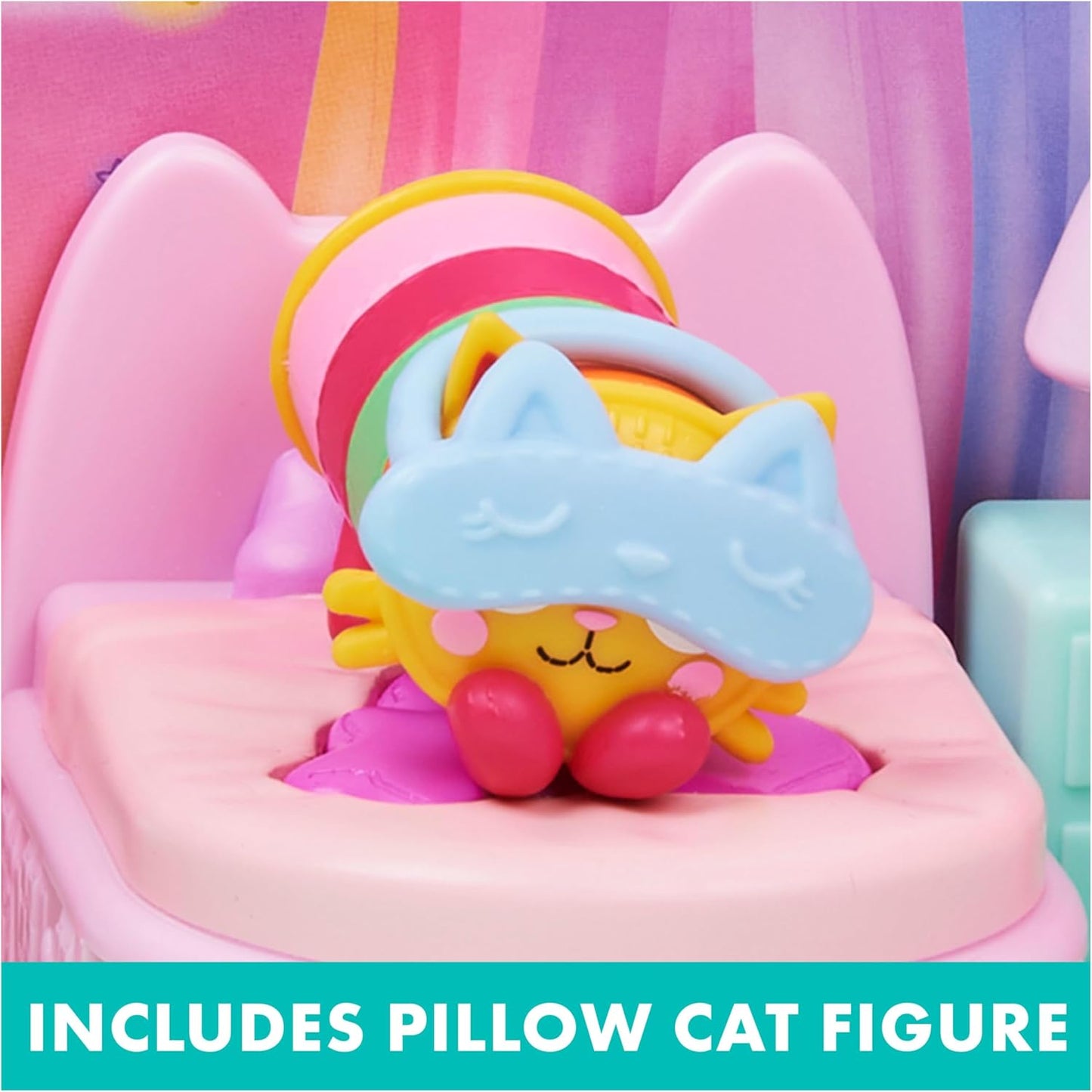 Casa de bonecas da Gabby, quarto "Doces Sonhos" com travesseiro em forma de gato e 3 acessórios, 3 móveis e 2 entregas. Brinquedo infantil para crianças a partir de 3 anos.