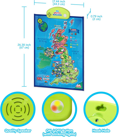 BEST LEARNING i-Poster Meu mapa interativo do Reino Unido - Brinquedo falante educacional para meninos e meninas de 5 a 12 anos para crianças | Jogo eletrônico de geografia do Reino Unido 5, 6, 7 presente de aniversário