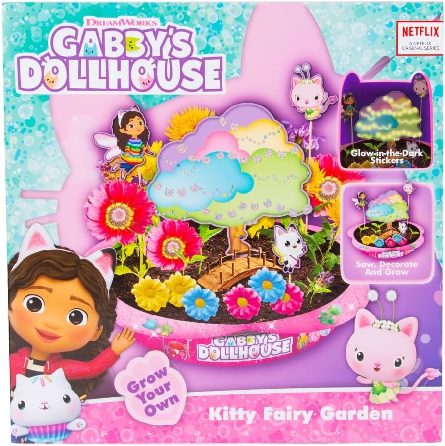 RMS International Casa de Bonecas da Gabby: Cultive Seu Próprio Jardim de Fadas com Flores - Brinquedo de Natureza para Crianças a partir de 3 Anos (70-0006)