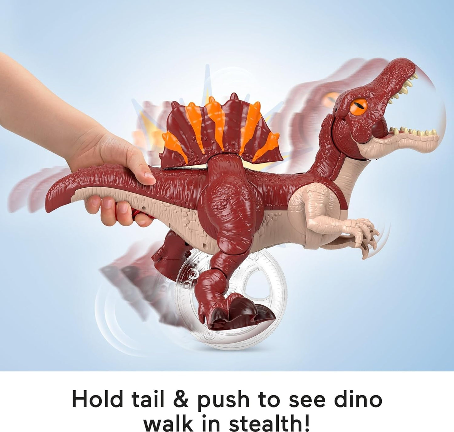 Brinquedo de dinossauro Fisher-Price Imaginext Jurassic World Rebirth, figura de Spinosaurus correndo com movimento de investida e mordida, 23 cm de altura, JFR24