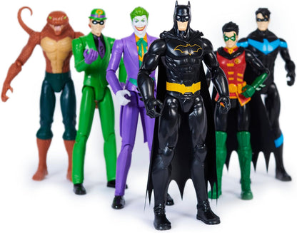DC Comics, pacote de 6 Batman | Batman, Robin, Asa Noturna, O Coringa, O Charada, Copperhead | Bonecos de ação de 30 cm, brinquedos infantis para meninos e meninas de 3 anos ou mais