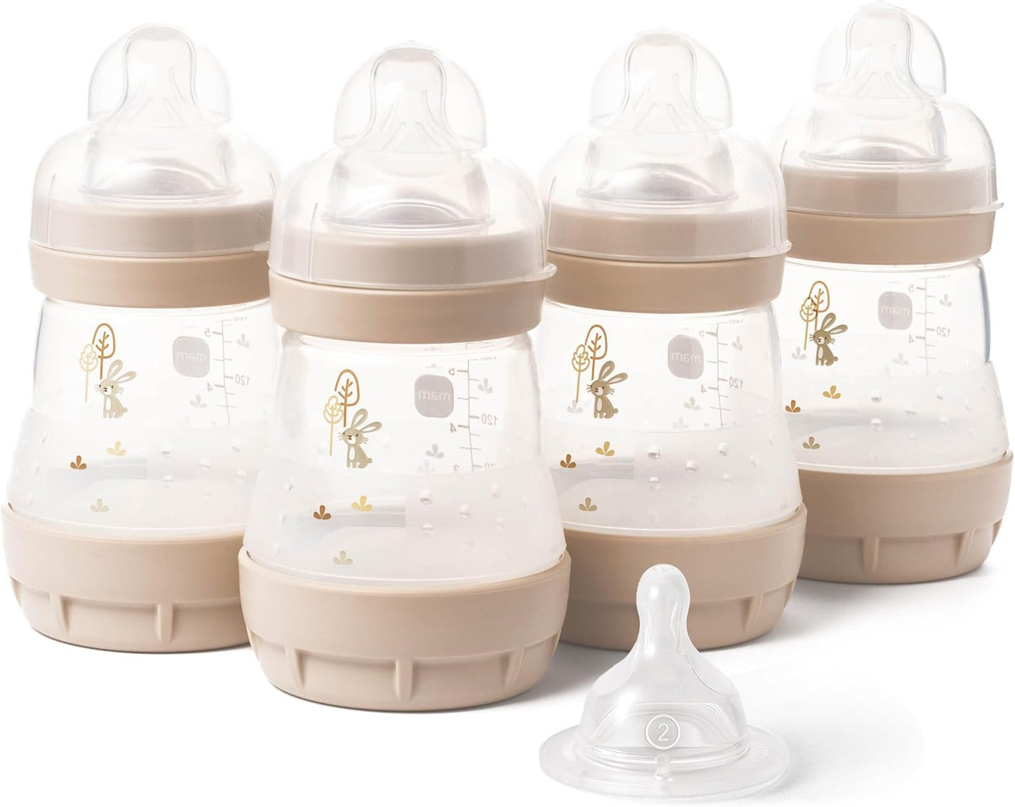 MAM Mamadeiras anticólicas Easy Start | Mamadeira autoesterilizante para leite materno, bicos MAM de fluxo lento, tamanho 1