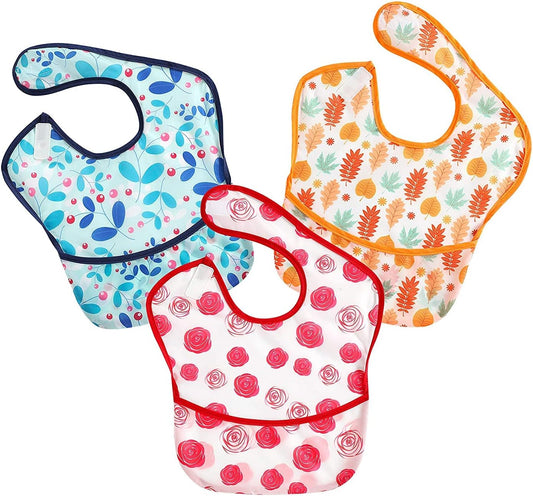 PandaEar Babador, pacote com 3 unidades, superleve, impermeável, lavável, resistente a manchas, óleo e odores, para bebês de 5 a 36 meses | Multicor | Menina