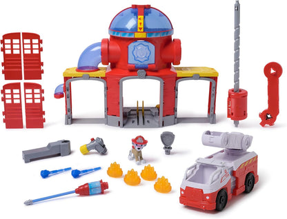 Paw Patrol Centro de Comando de Resgate de Incêndio com Figura do Bombeiro, Caminhão de Bombeiros de Resgate, Luzes, Lançador e Efeitos Sonoros, Brinquedo Infantil para Meninos e Meninas a partir de 3 Anos