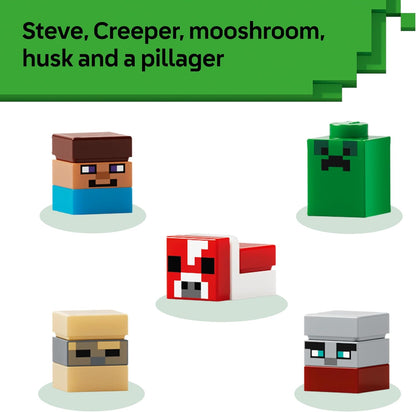 LEGO Minecraft Mini Biomas - Kit de Decoração de Quarto em Miniatura DIY - Quebra-cabeça 3D com 5 Microfiguras - Presente Gamer para Meninos, Meninas e Adolescentes a partir de 12 Anos - 21589