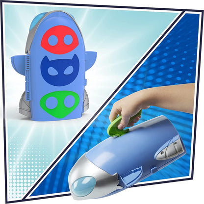 PJ Masks Brinquedo  2 em 1: Quartel-General e Foguete – Conjunto Pré-Escolar com Boneco de Ação e Veículo para Crianças a Partir de 3 Anos