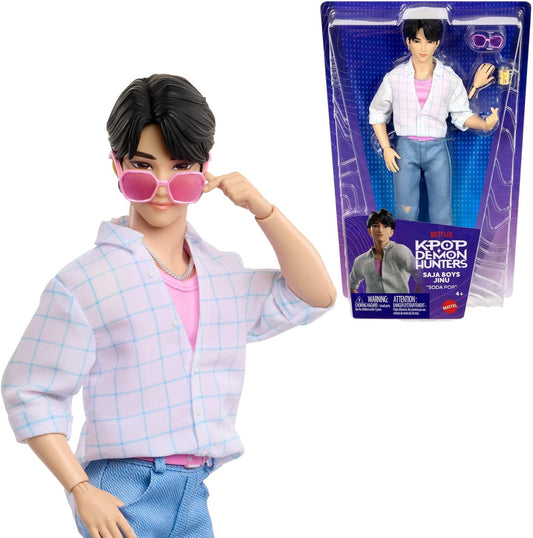 Mattel Boneco Fashion KPop Demon Hunters Saja Boys Jinu | Vestindo o visual de performance "Soda Pop", com 2 acessórios, inspirado no filme, JRN38