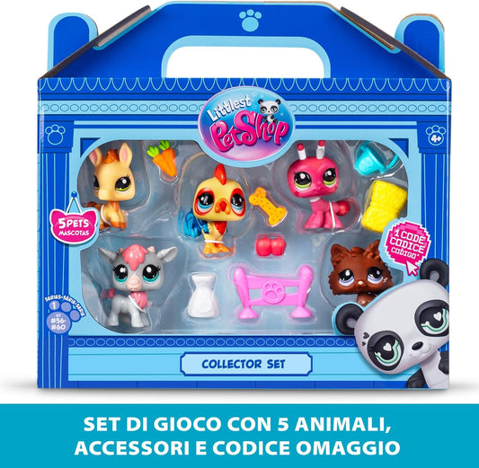 Littlest Pet Shop Collectors 5 Pack Barnyard | O pacote contém 5 mini brinquedos LPS, 7 acessórios, 1 cartão colecionável e 1 código virtual | Brinquedos colecionáveis para meninas e meninos