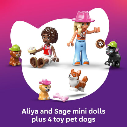LEGO Friends Padaria de Petiscos para Cães - Loja de Brinquedos com 2 Mini Bonecas, 4 Figuras de Animais, Caixa de Transporte para Animais de Estimação e Acessórios de Comida de Brinquedo - Ideia de Presente de Aniversário para Meninas,